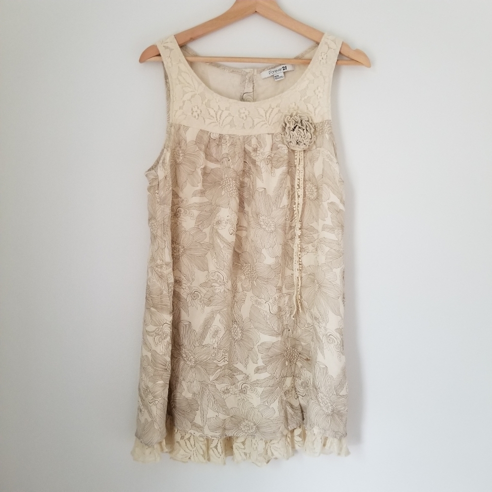 Cream floral mini dress